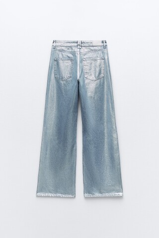 ZARA Blue straight metallic jeans Z1975 Blue