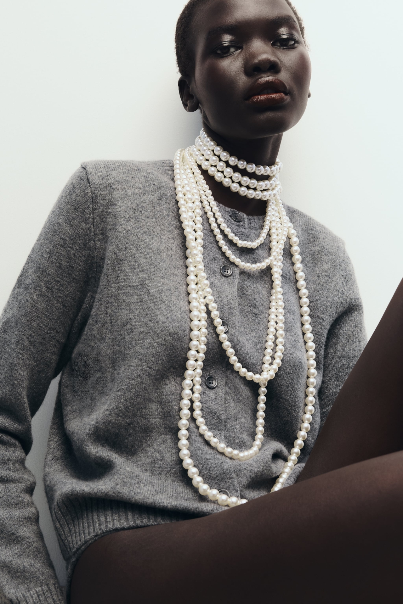 ZARA White pack of pearl necklaces White
